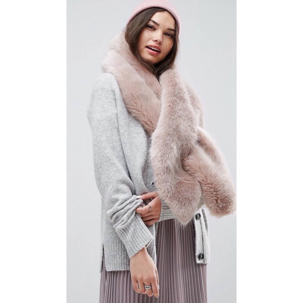 Pink ASOS faux fur scarf